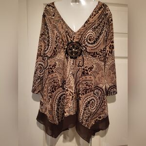 Roz & Ali Brown and Tan Paisley Embellished Tunic